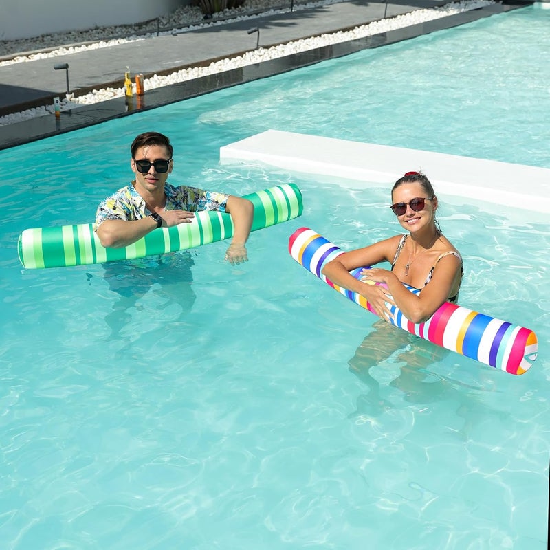 FindUWill 2 Pack Inflatable Swim Pool Noodles, Pool Noodles Floats for Adults, Soft Fabric Covered Large Swim Noodles for Lake, Beach - Image 2